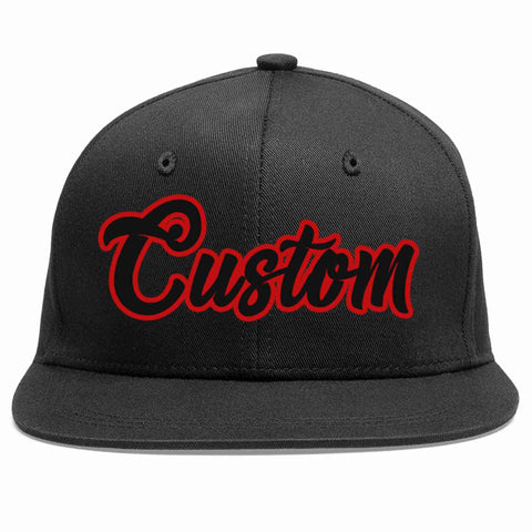 Custom Black Black-Red Casual Sport Baseball Cap