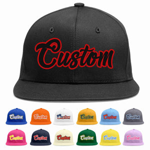 Custom Black Black-Red Casual Sport Baseball Cap