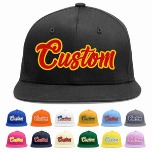 Custom Black Red-Yellow Casual Sport Baseball Cap