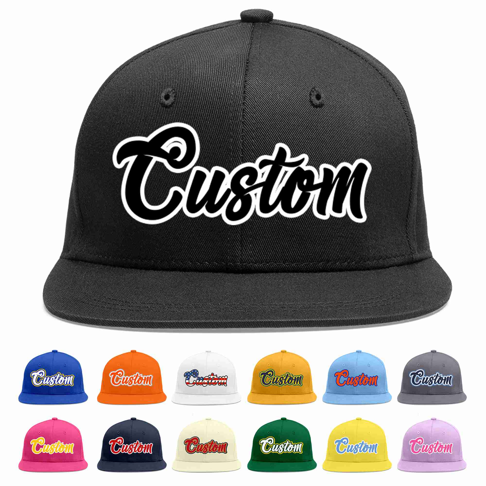 Custom Black Black-White Casual Sport Baseball Cap