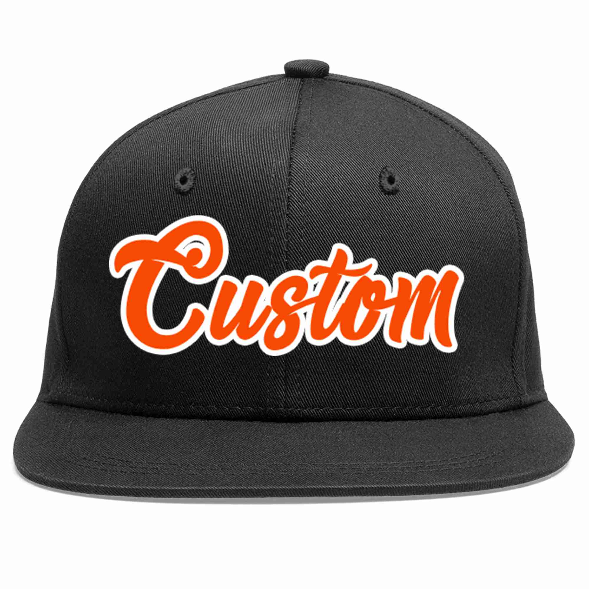 Custom Black Orange-White Casual Sport Baseball Cap