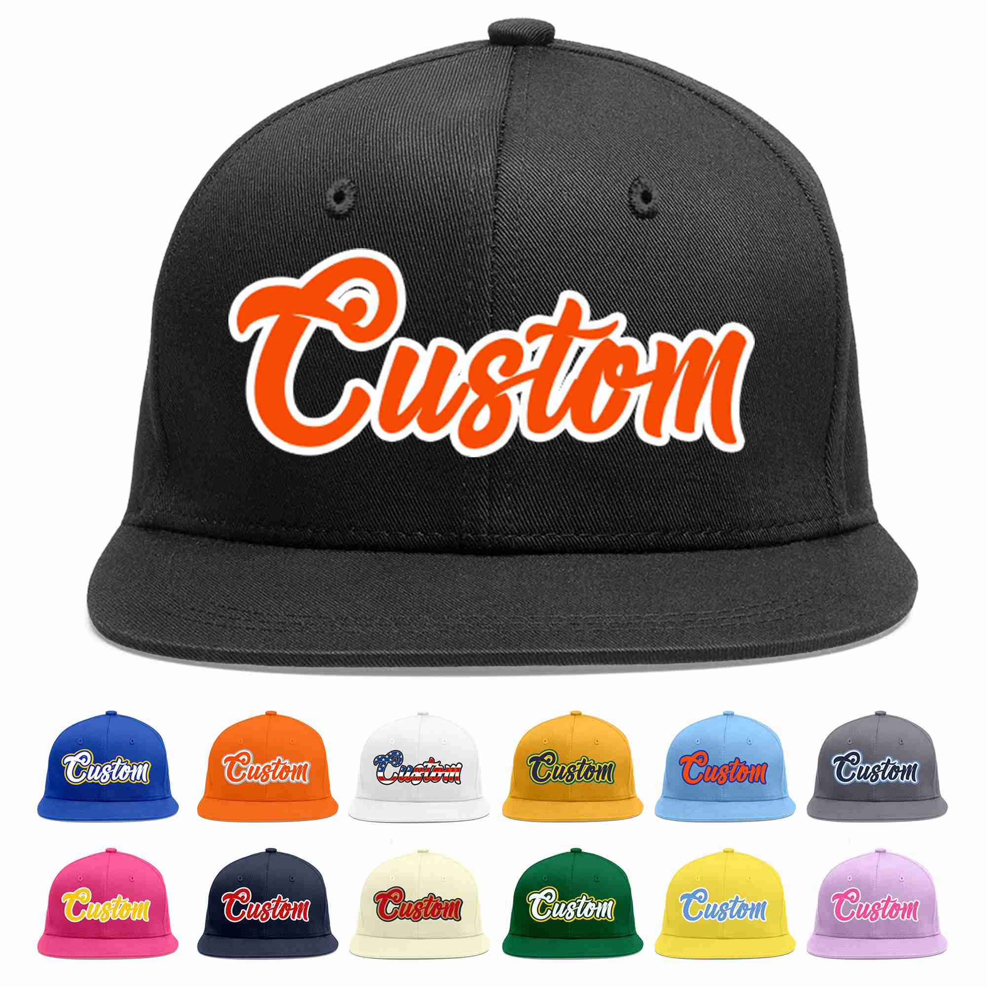 Custom Black Orange-White Casual Sport Baseball Cap