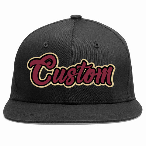 Custom Black Crimson-Black Casual Sport Baseball Cap