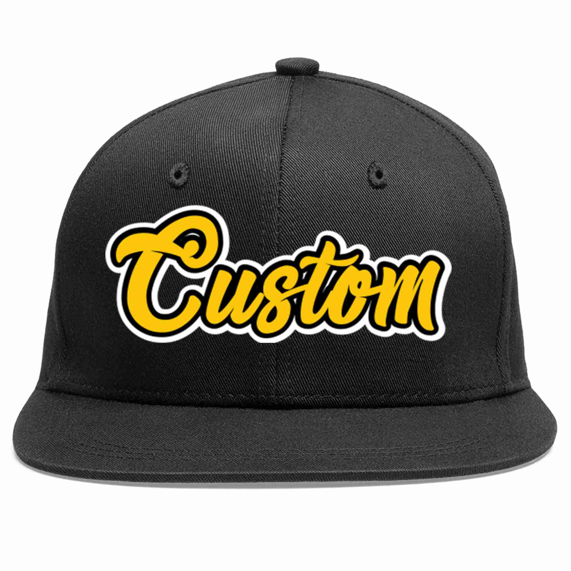 Custom Black Gold-Black Casual Sport Baseball Cap