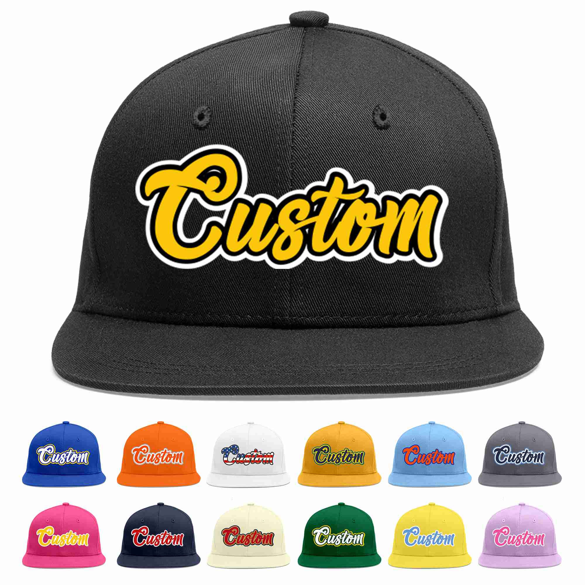 Custom Black Gold-Black Casual Sport Baseball Cap