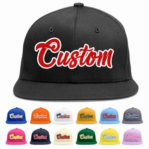 Custom Black Red-White Casual Sport Baseball Cap