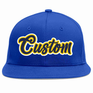 Custom Royal Navy-Gold Casual Sport Baseball Cap