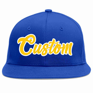 Custom Royal Gold-White Casual Sport Baseball Cap