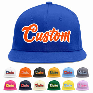 Casquette de baseball sport décontractée Royal Orange-Blanc personnalisée