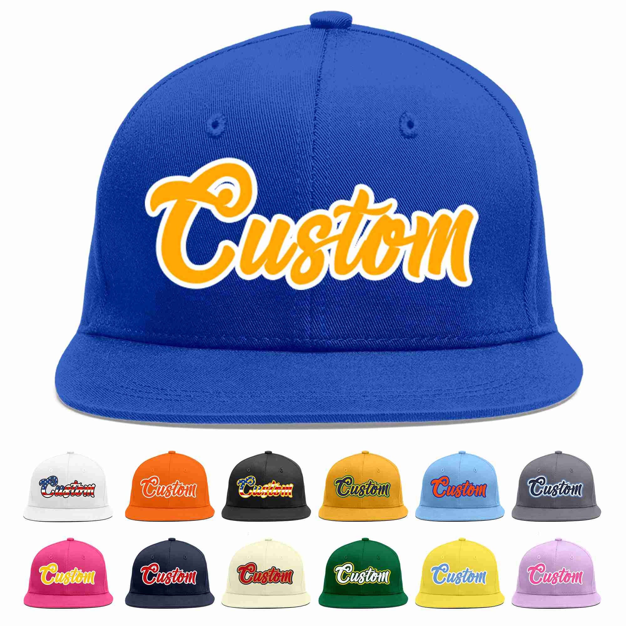 Casquette de baseball sport décontractée jaune-blanc royal personnalisée