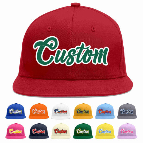 Custom Red Kelly Green-White Casual Sport Baseball Cap