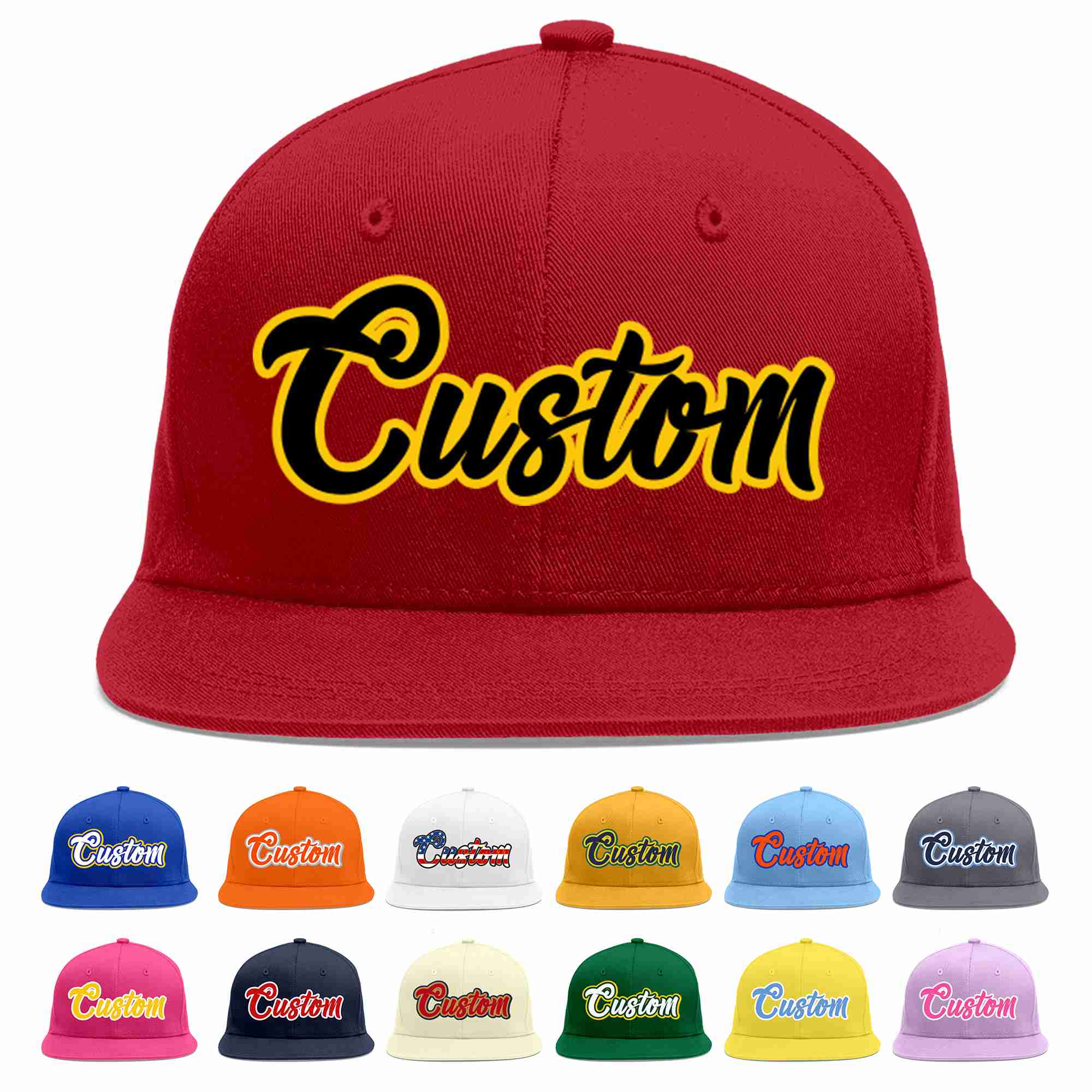 Custom Red Black-Gold Casual Sport Baseball Cap