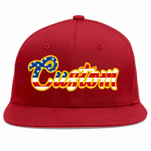 Casquette de baseball de sport décontractée, drapeau américain Vintage rouge personnalisé-or