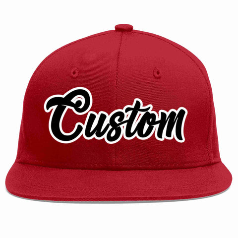 Custom Red Black-White Casual Sport Baseball Cap