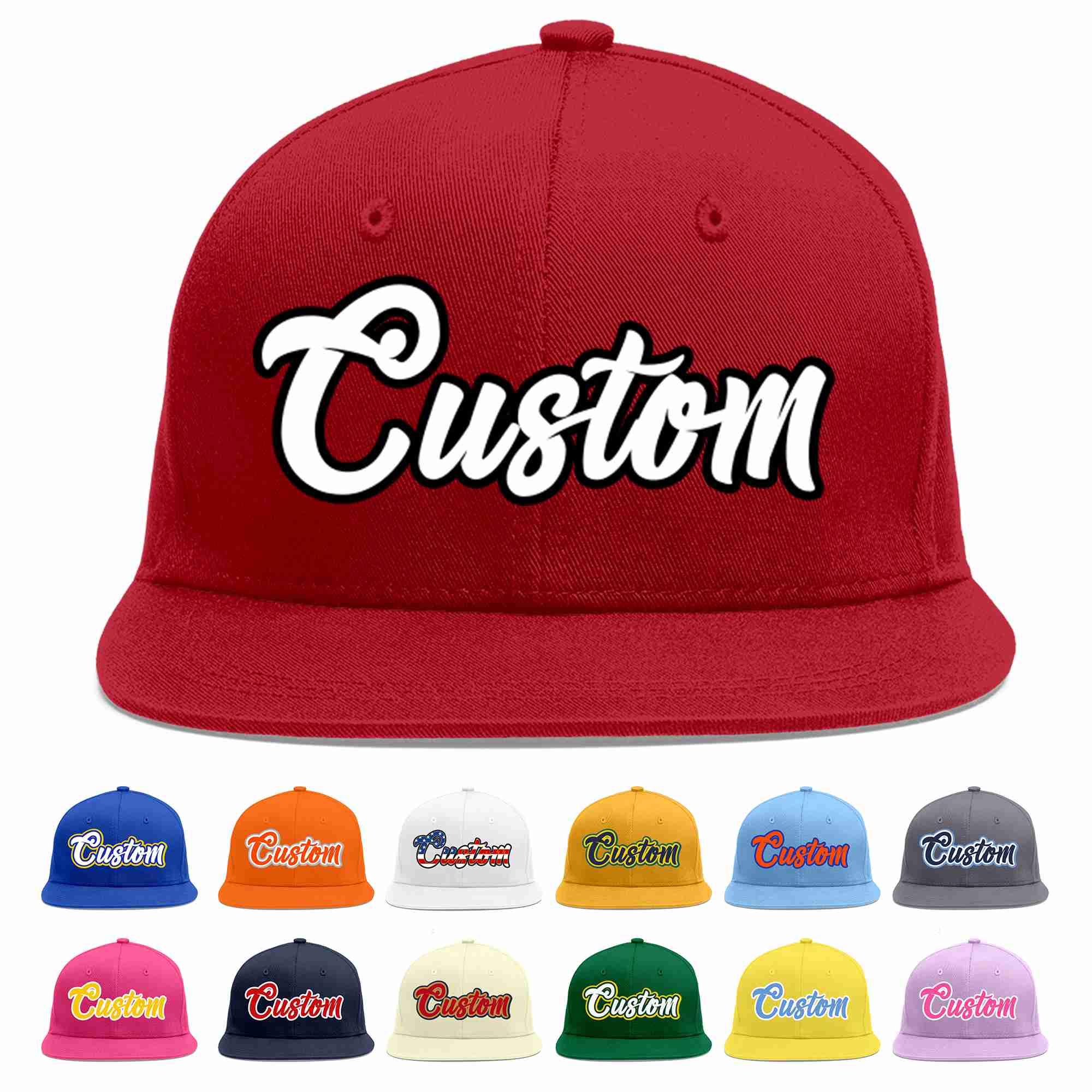 Custom Red White-Black Casual Sport Baseball Cap