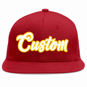 Casquette de baseball sport décontractée rouge blanc-or personnalisée