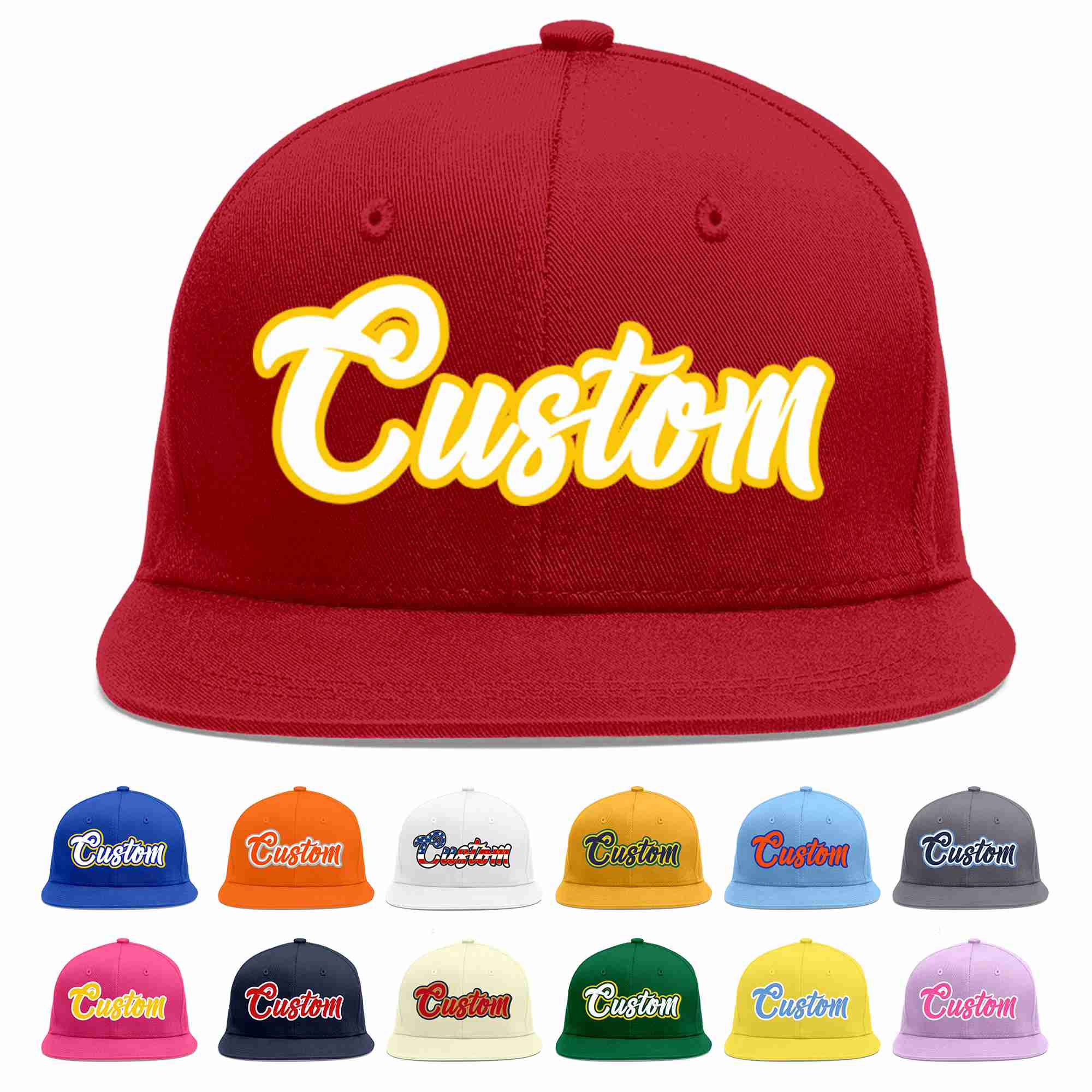 Custom Red White-Gold Casual Sport Baseball Cap