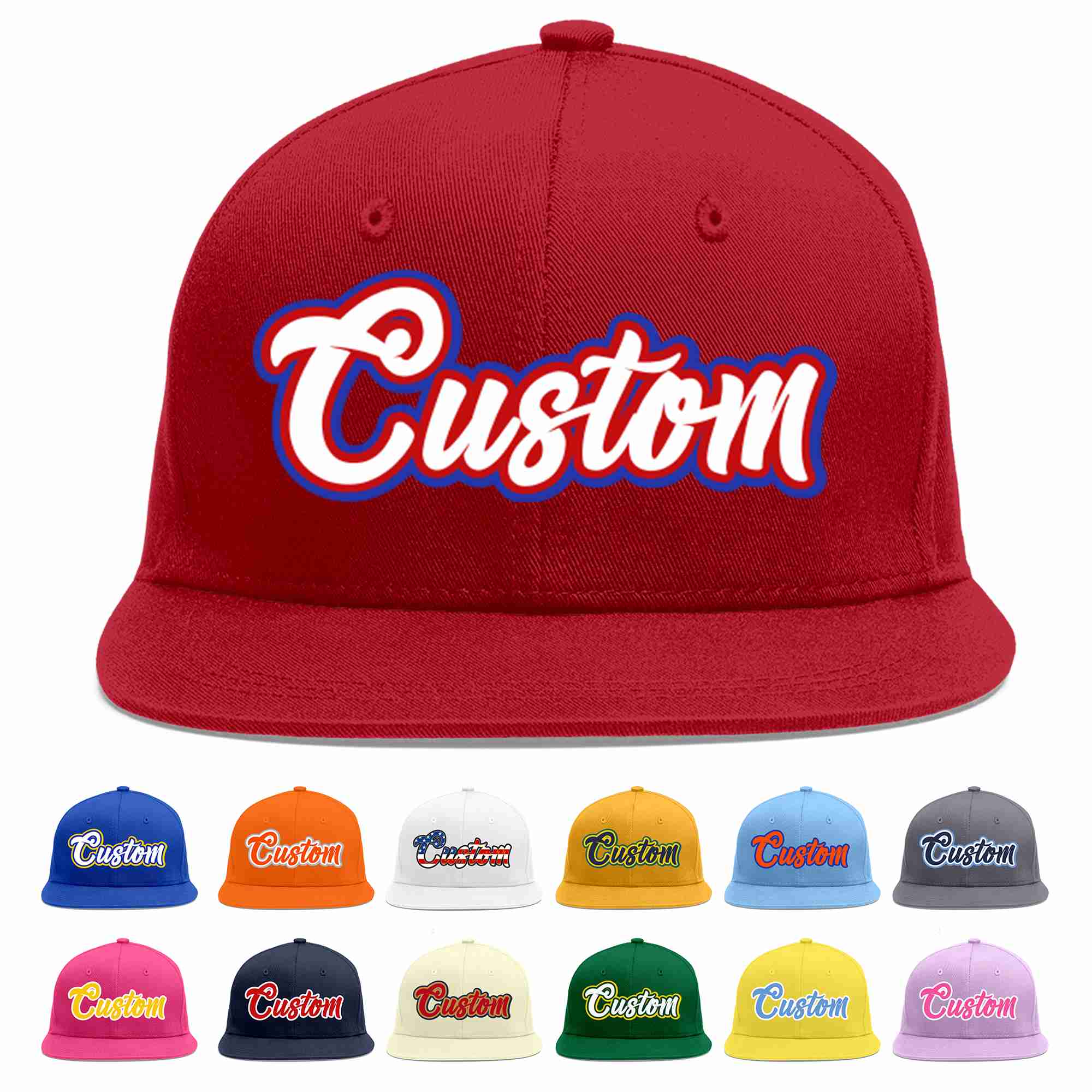 Custom Red White-Red Casual Sport Baseball Cap