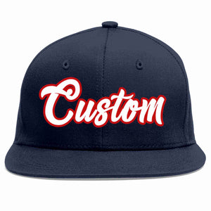 Custom Navy White-Red Casual Sport Baseball Cap