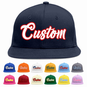 Custom Navy White-Red Casual Sport Baseball Cap