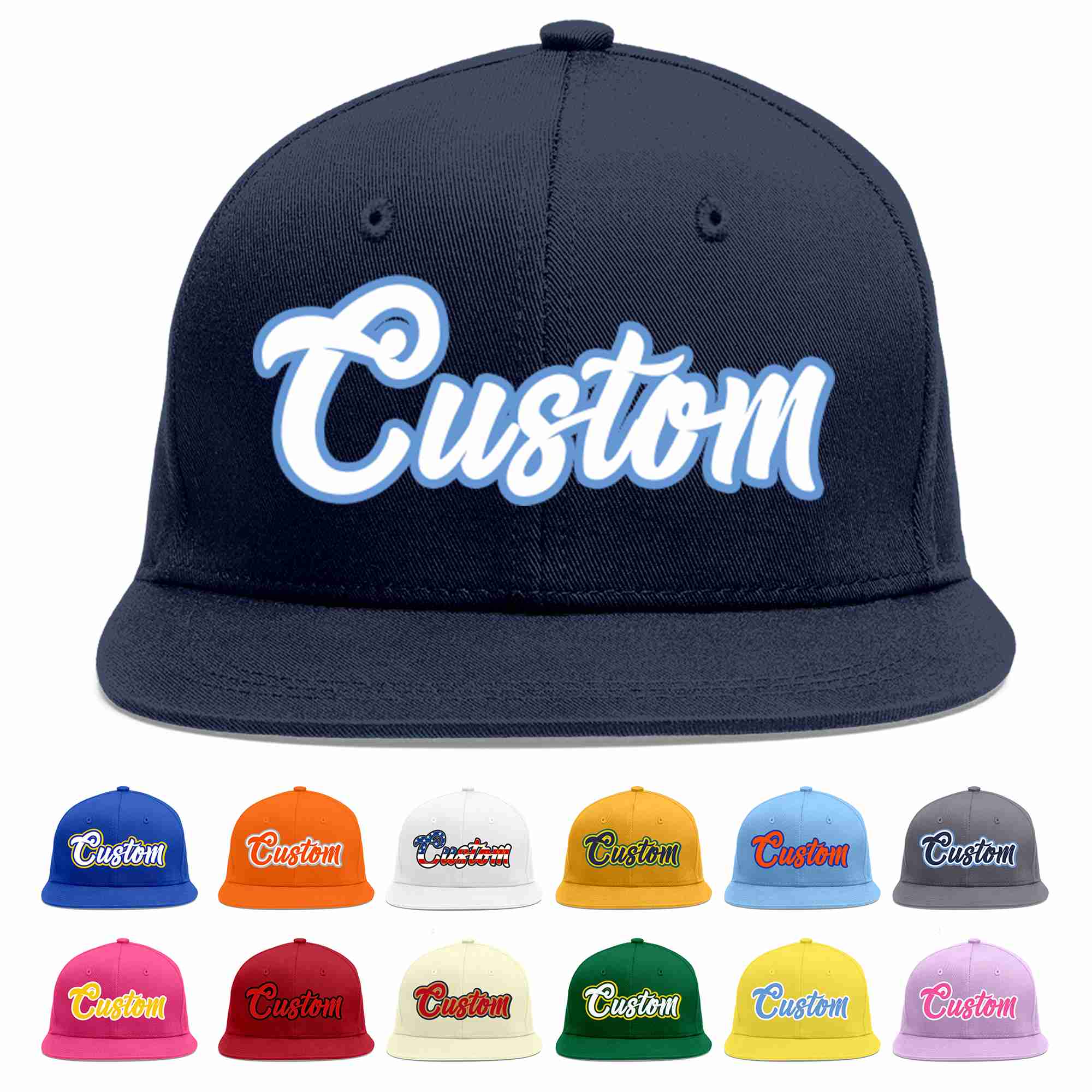 Casquette de baseball sport décontractée personnalisée bleu marine blanc-bleu clair