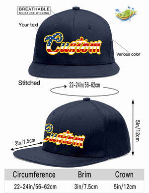 Custom Navy Vintage USA Flag-Gold Casual Sport Baseball Cap