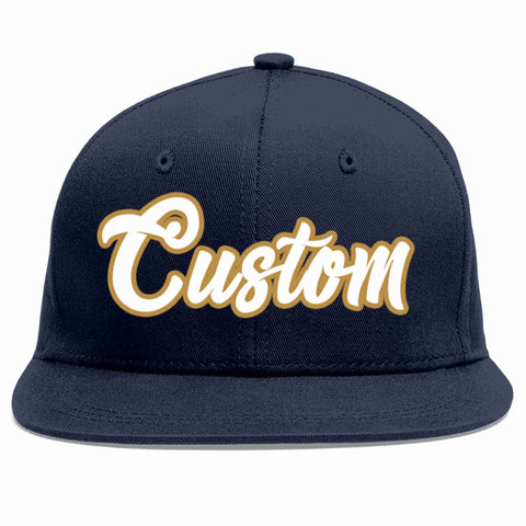 Custom Navy White-Old Gold Casual Sport Baseball Cap