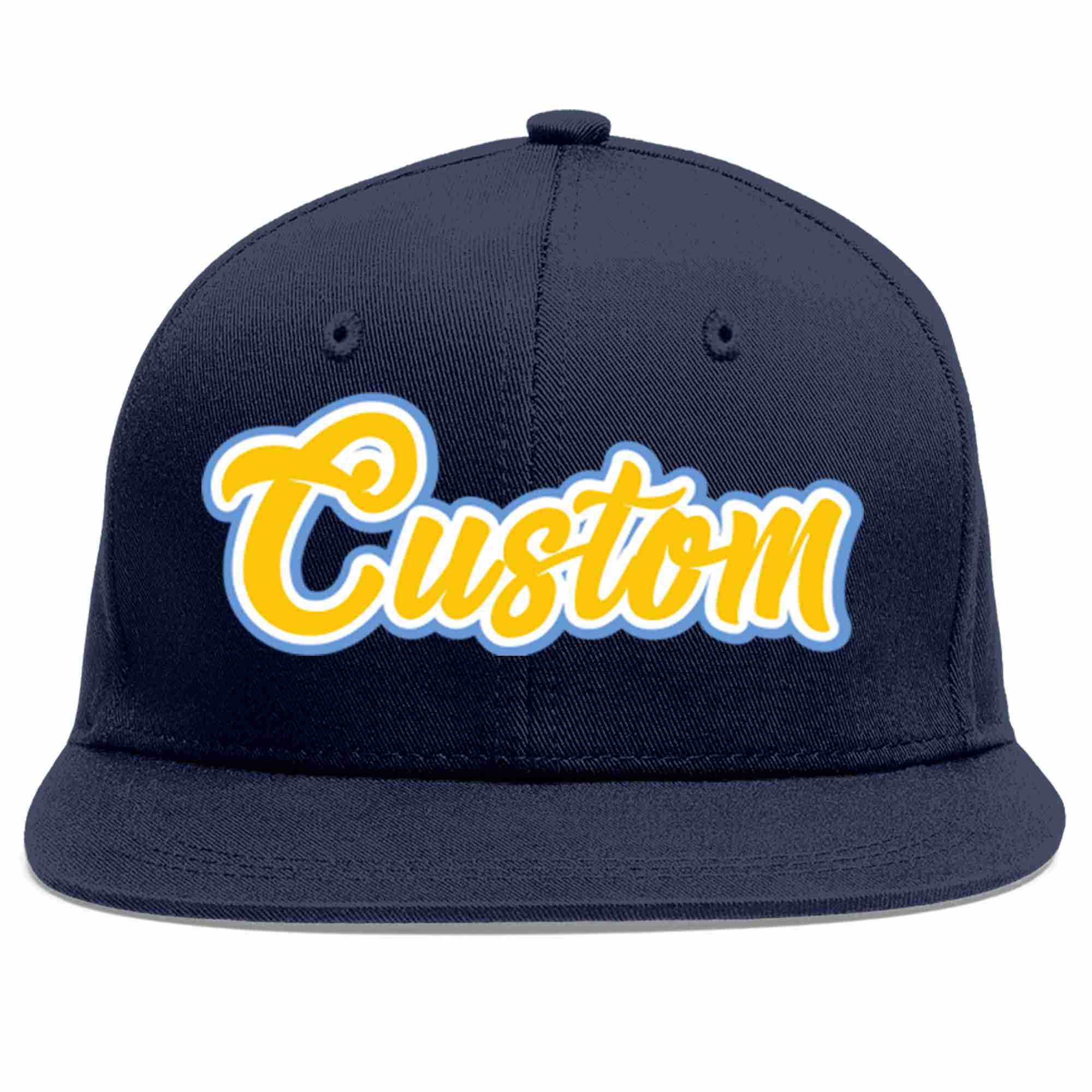 Custom Navy Gold-White Casual Sport Baseball Cap