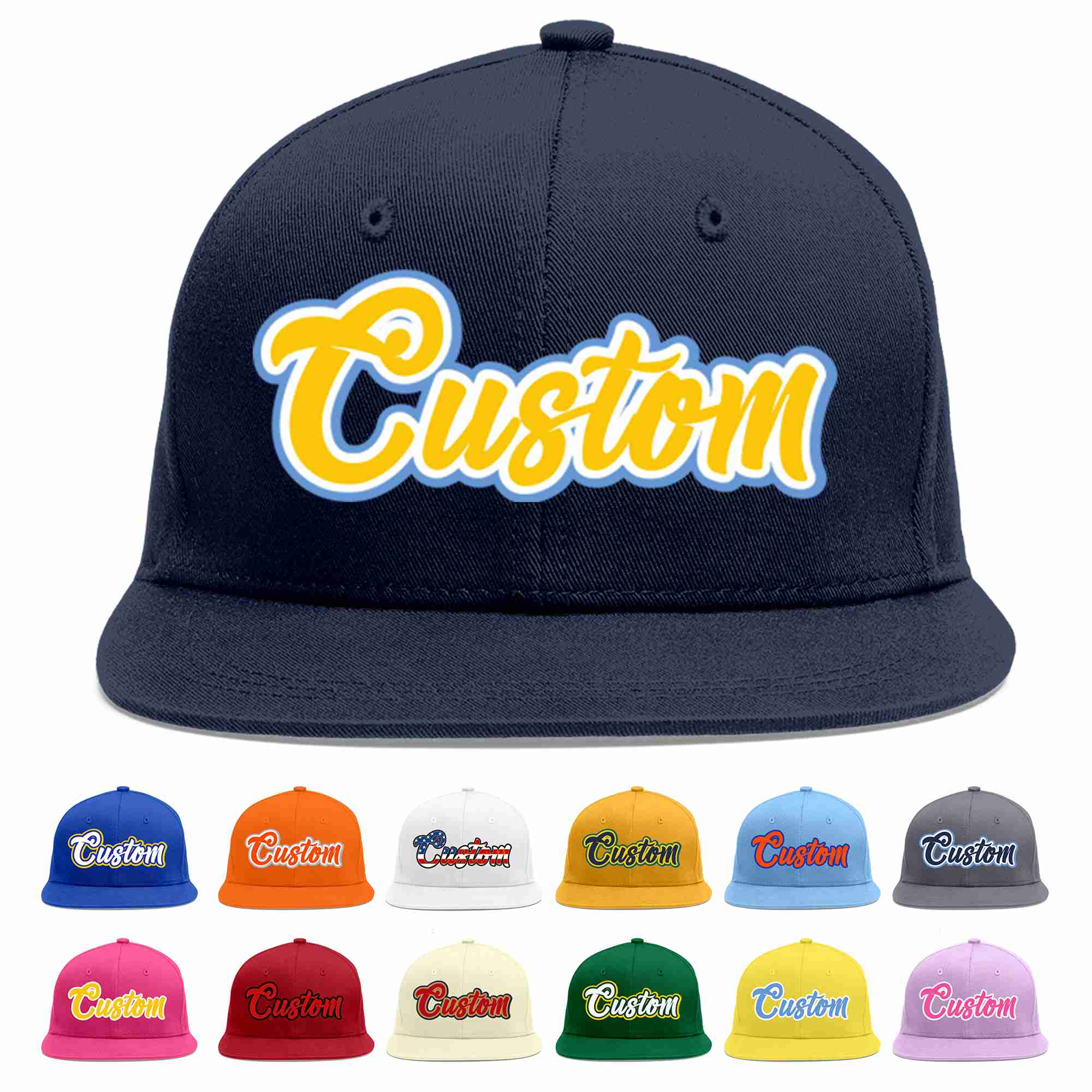 Custom Navy Gold-White Casual Sport Baseball Cap