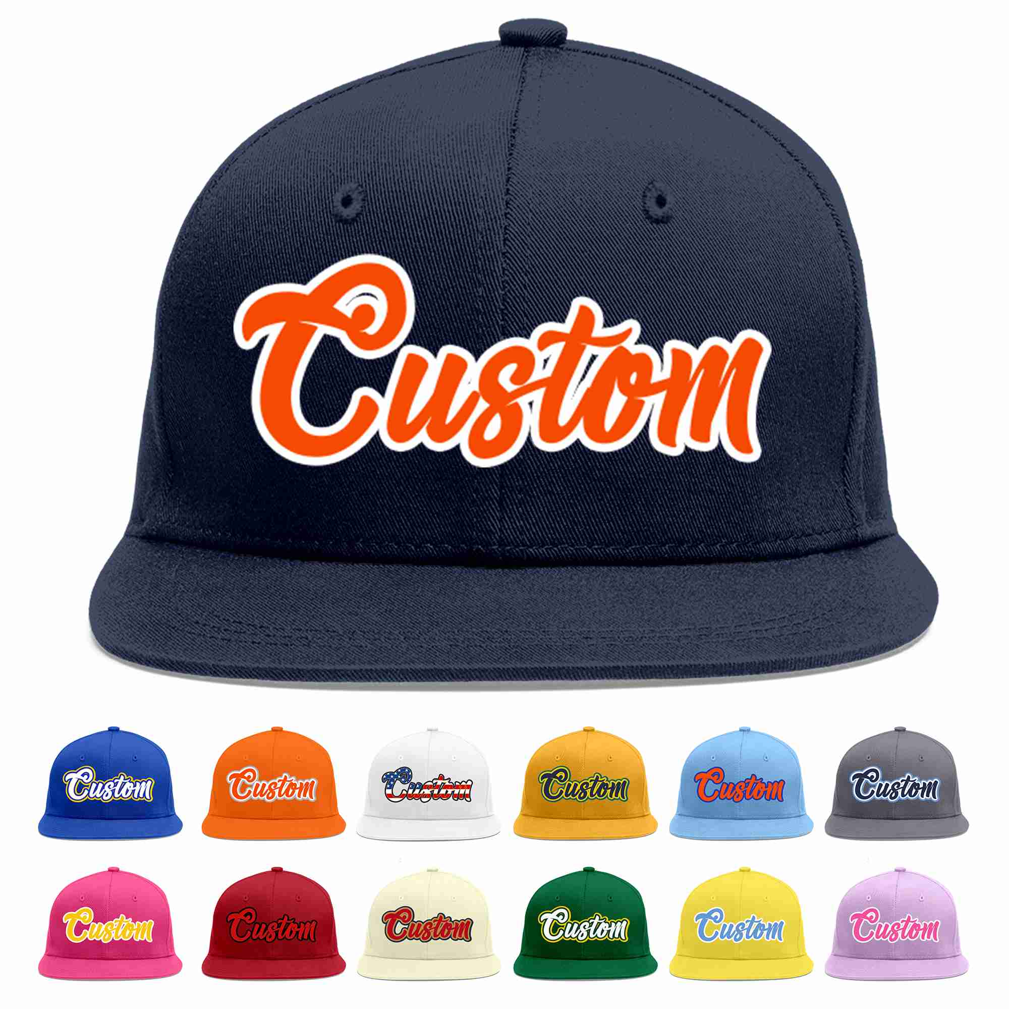 Casquette de baseball sport décontractée orange-blanc marine personnalisée