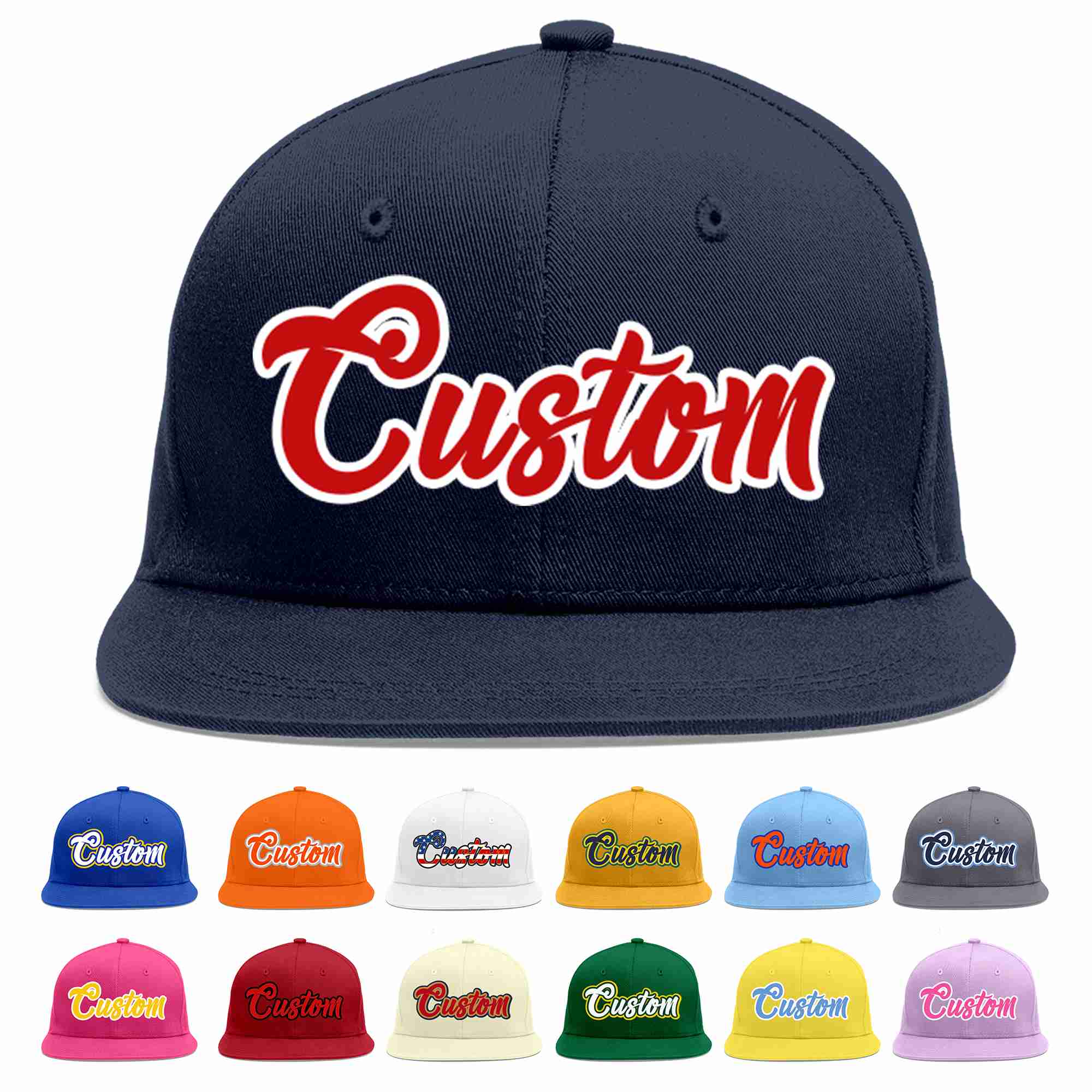 Custom Navy Red-White Casual Sport Baseball Cap