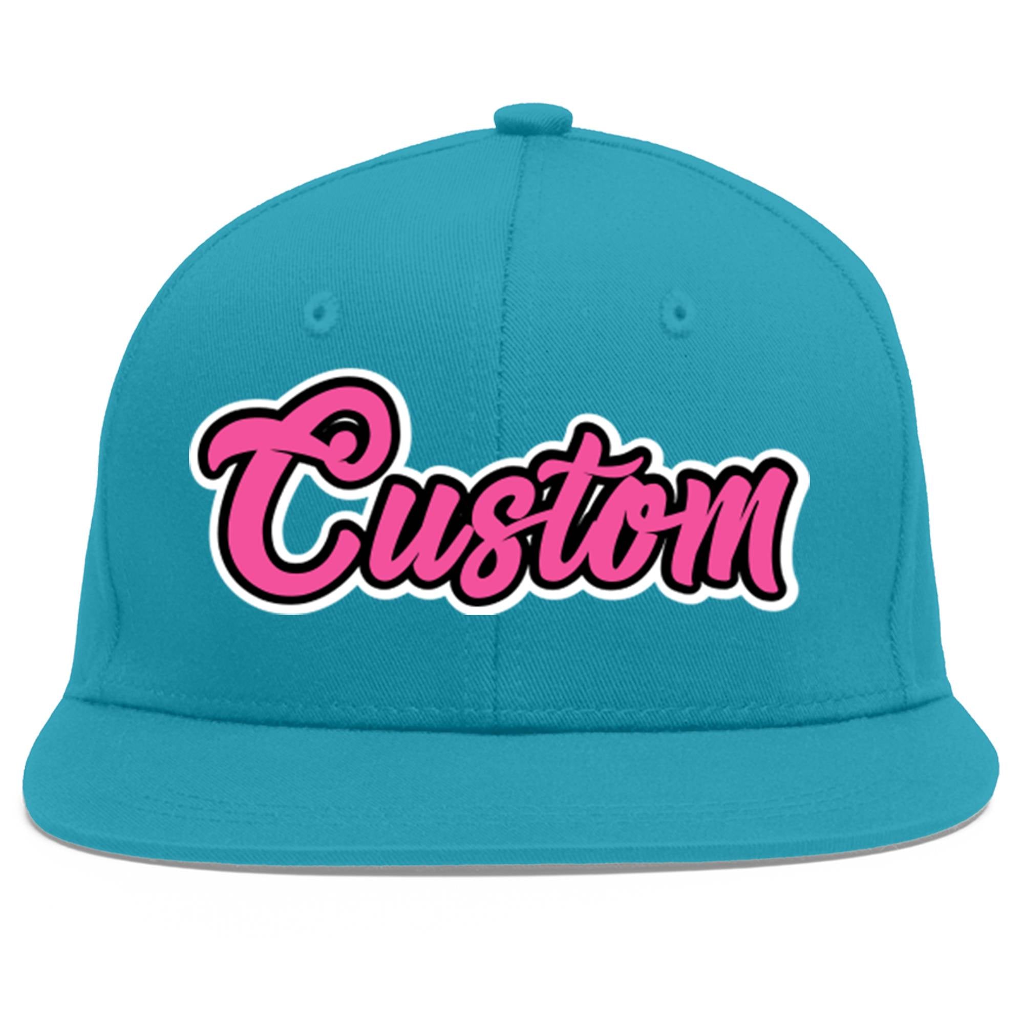 Casquette de baseball personnalisée Aqua Pink-Black Flat Eaves Sport