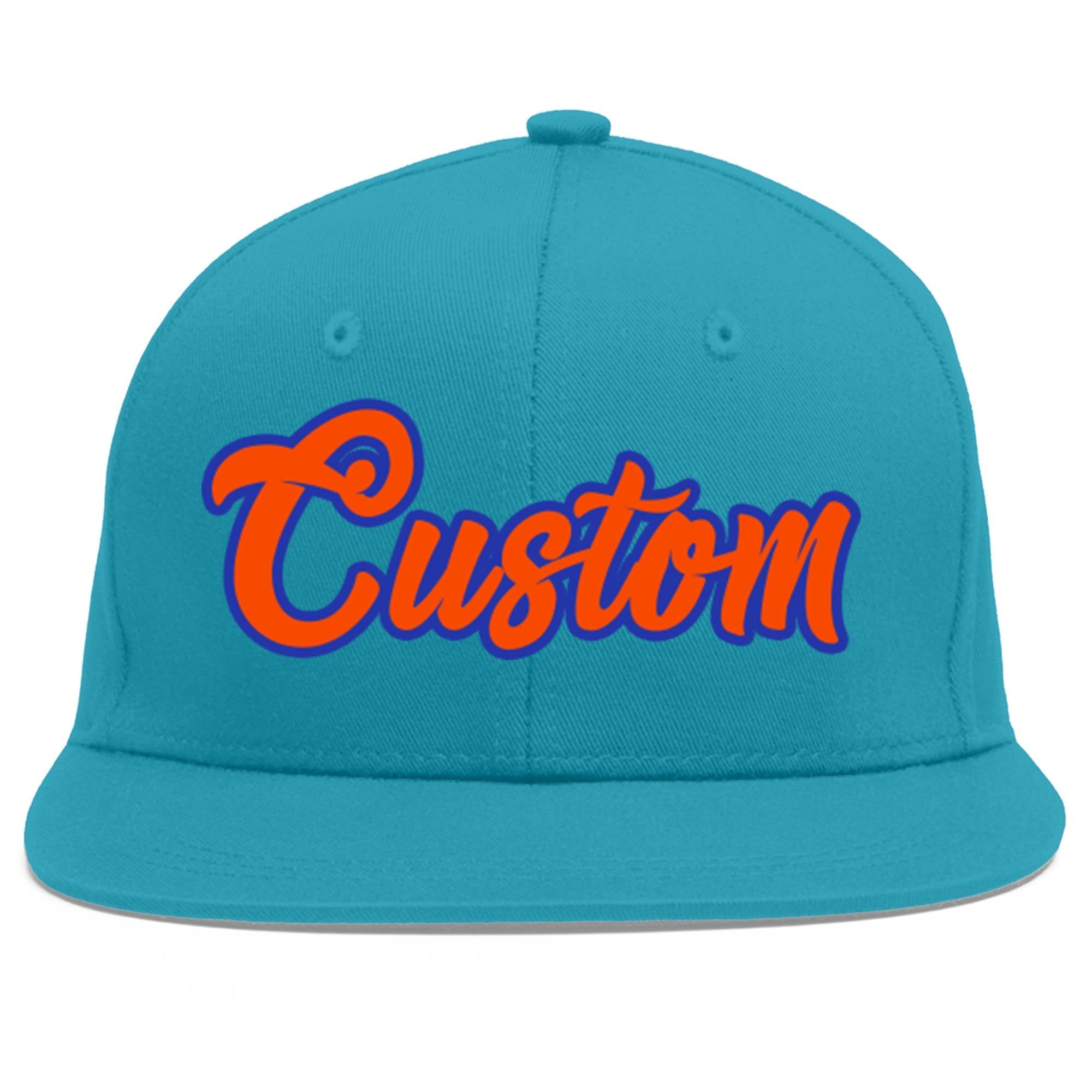 Casquette de baseball personnalisée Aqua Orange-Royal Flat Eaves Sport