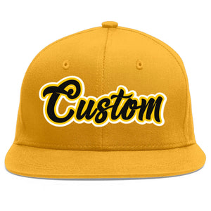 Custom Gold Black-Gold Flat Eaves Sport Baseball Cap