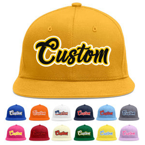 Custom Gold Black-Gold Flat Eaves Sport Baseball Cap