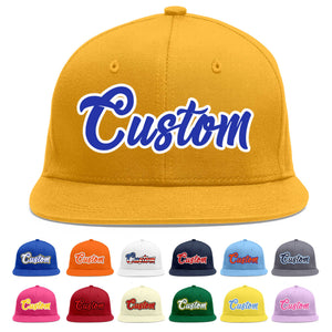 Casquette de baseball sport personnalisée en or Royal-White Flat Eaves