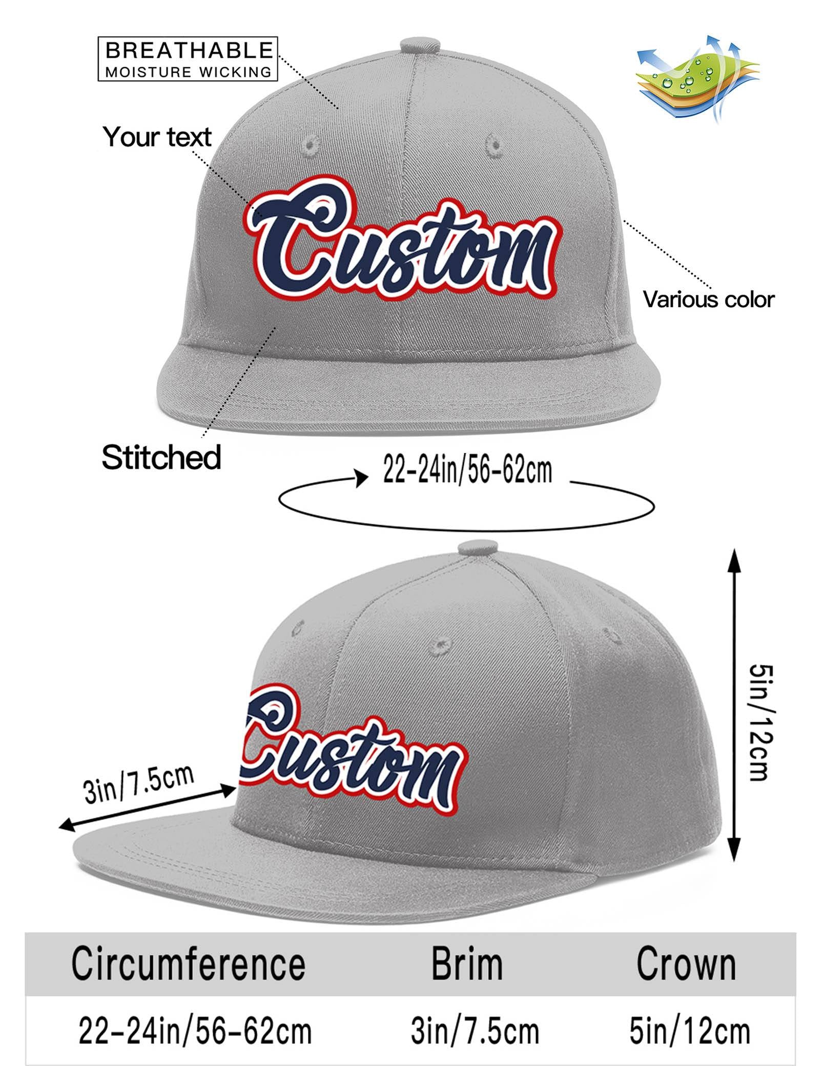 Custom Gray Navy-White Flat Eaves Sport Baseball Cap