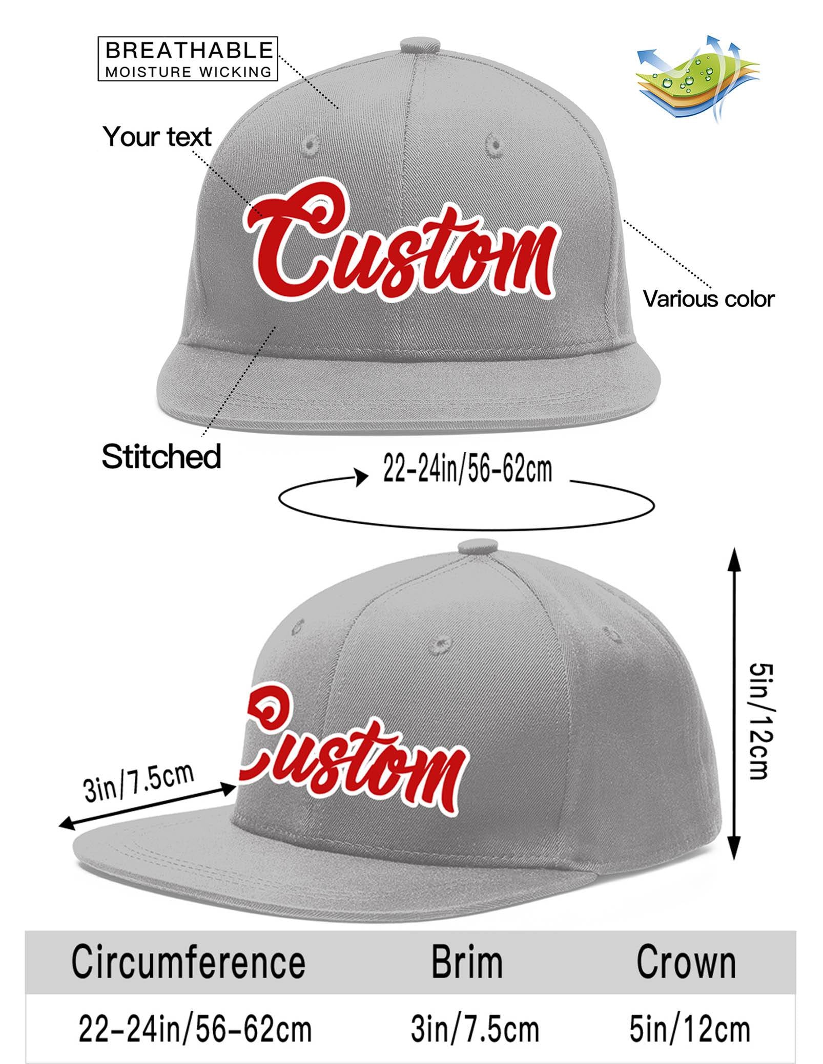 Custom Gray Red-White Flat Eaves Sport Baseball Cap