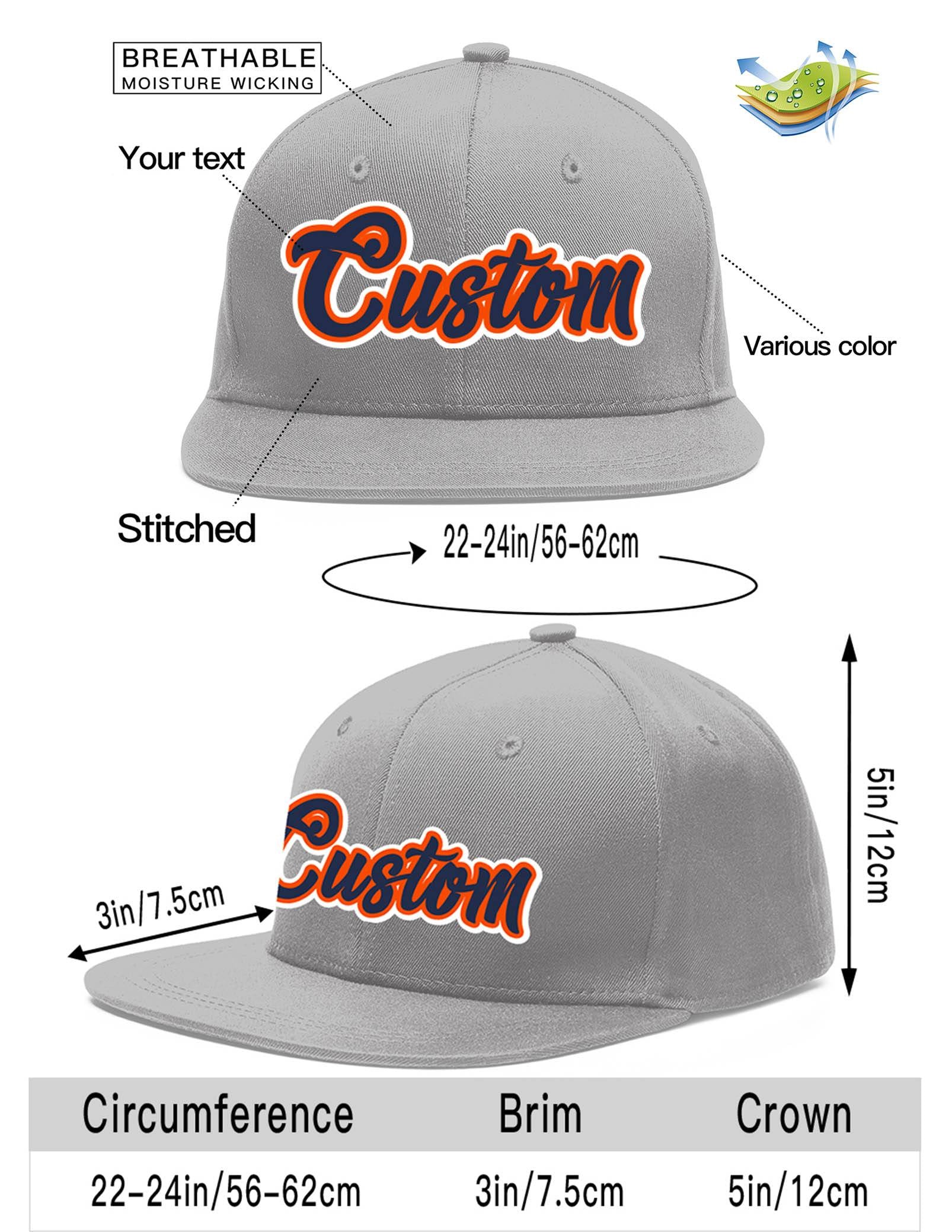 Casquette de baseball sport personnalisée gris marine-orange Flat Eaves