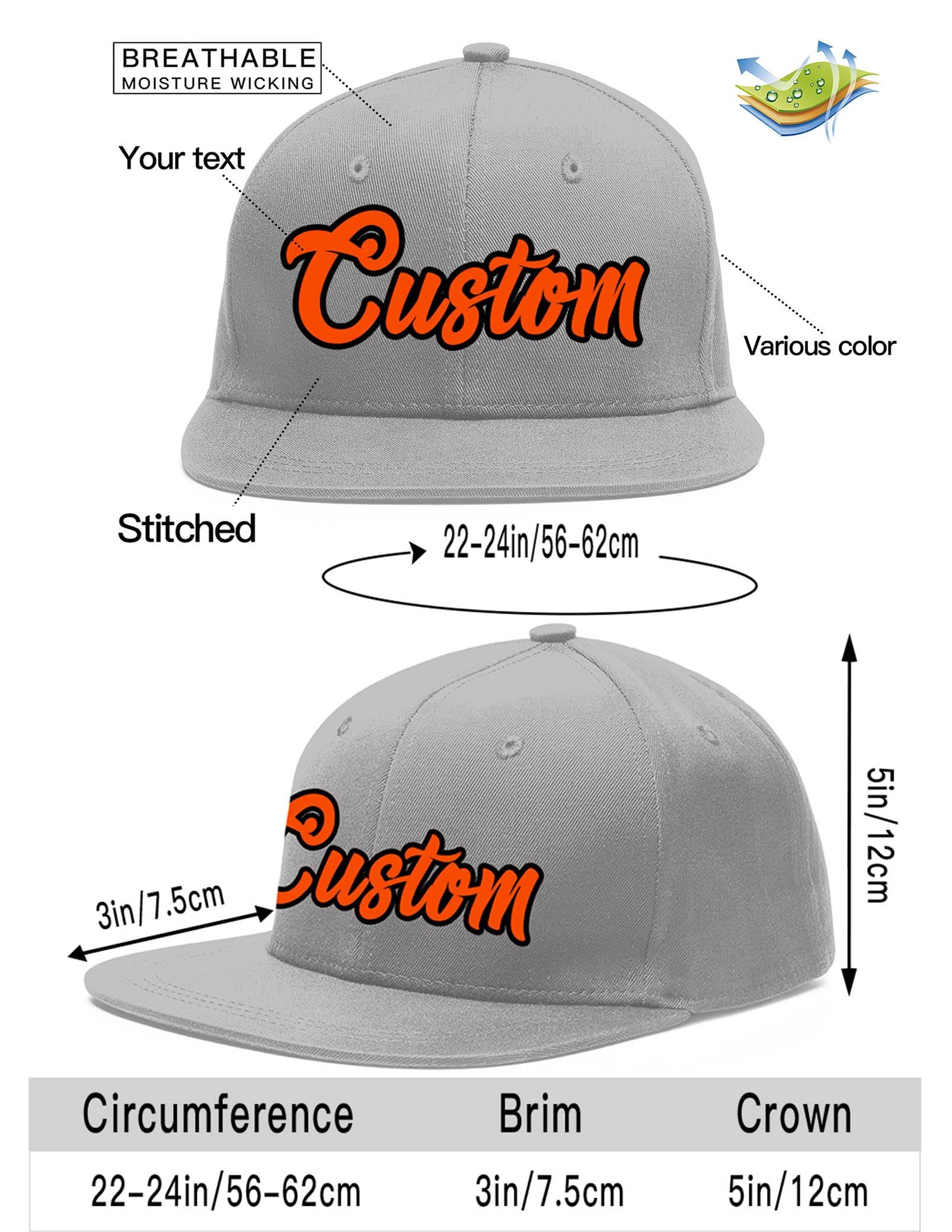 Custom Gray Orange-Black Flat Eaves Sport Baseball Cap