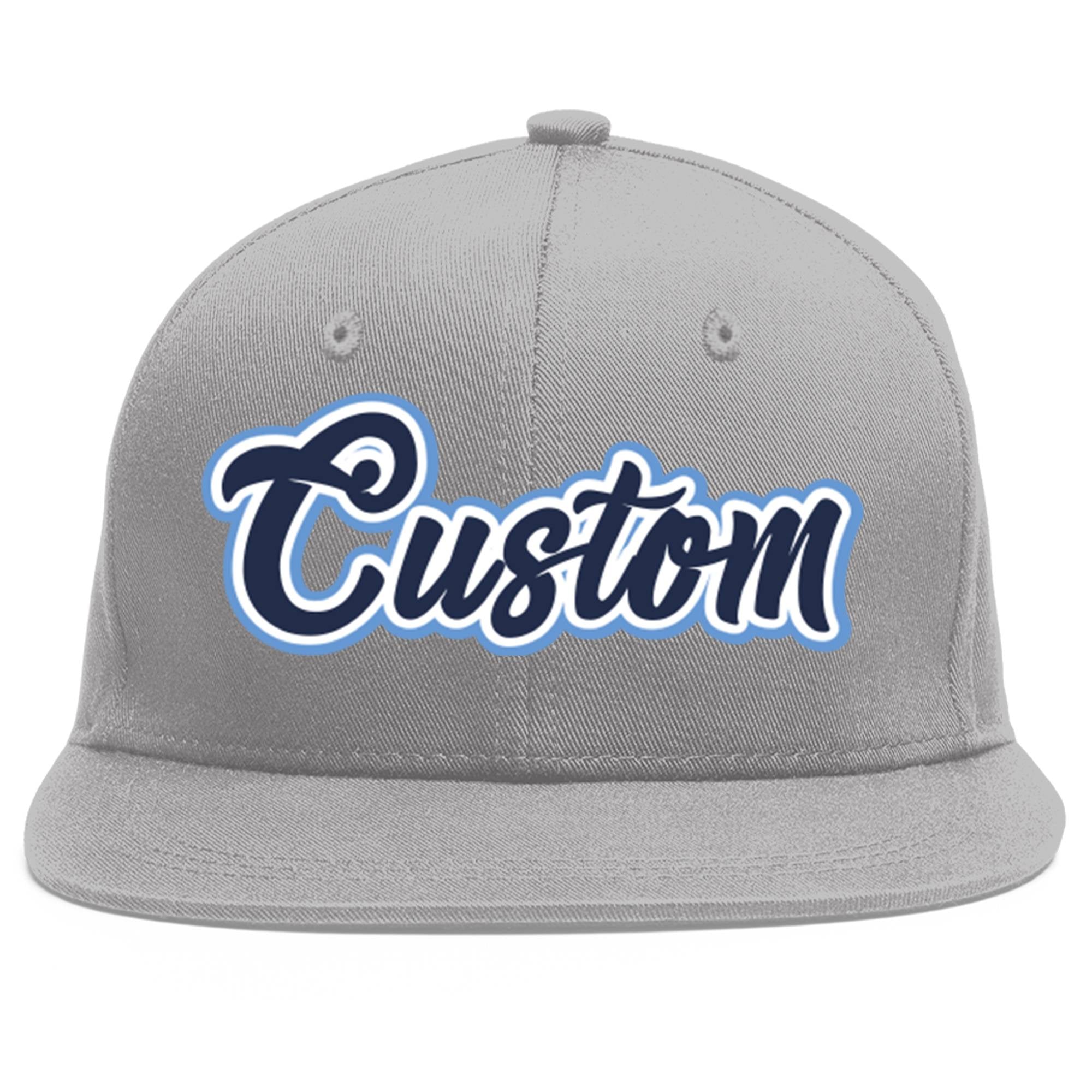 Casquette de baseball sport personnalisée gris marine-blanc Flat Eaves