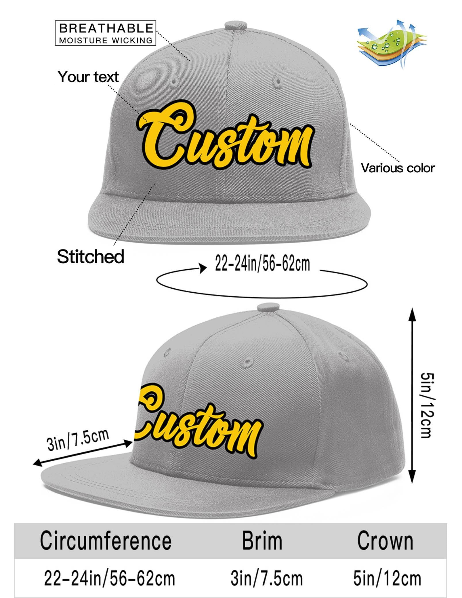 Custom Gray Gold-Black Flat Eaves Sport Baseball Cap