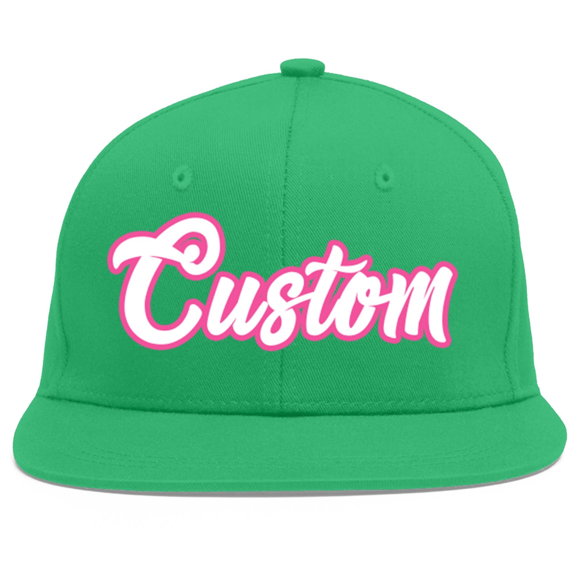 Custom Teal White-Pink Flat Eaves Sport Baseball Cap