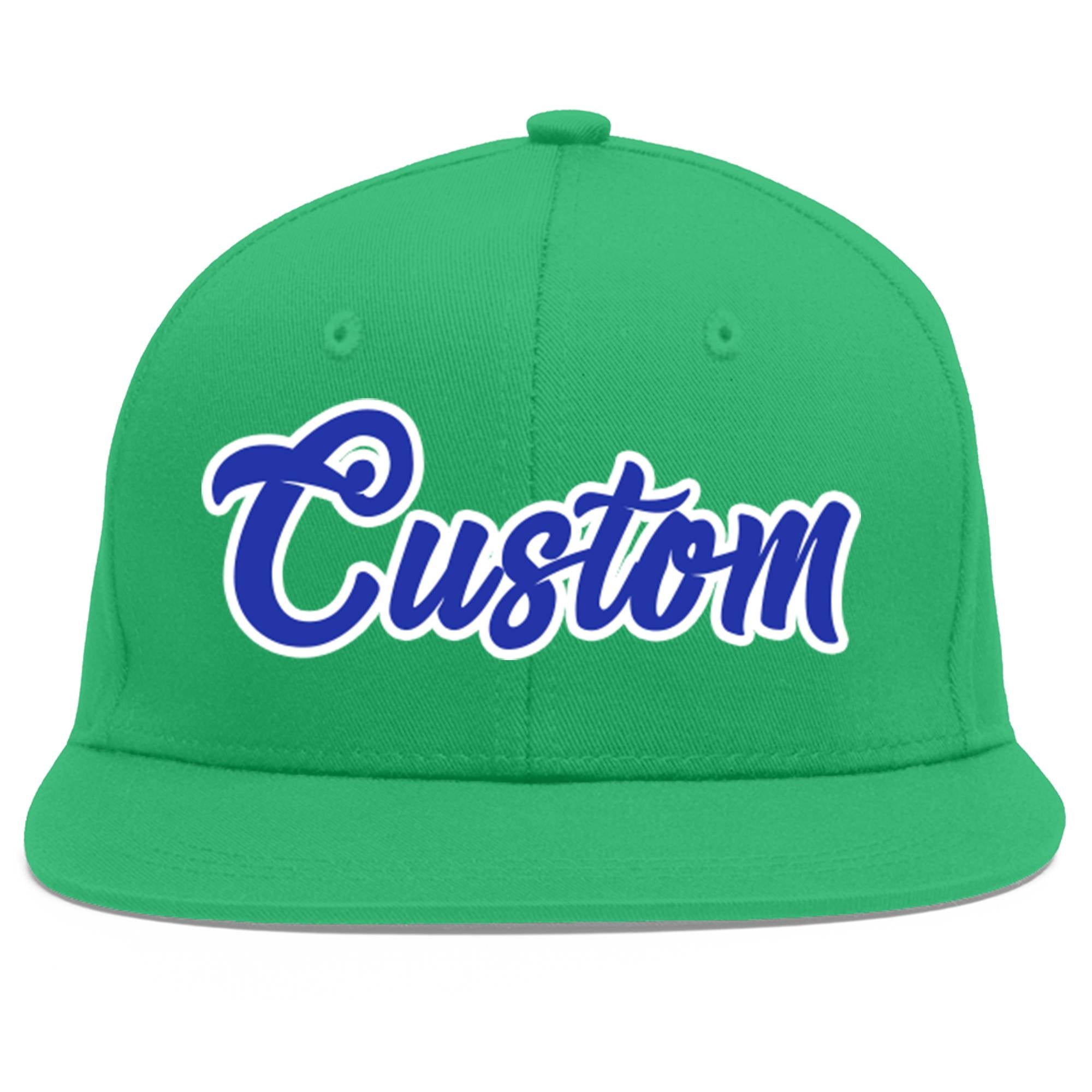 Custom Teal Royal-White Flat Eaves Sport Baseball Cap