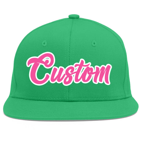 Custom Teal Pink-White Flat Eaves Sport Baseball Cap