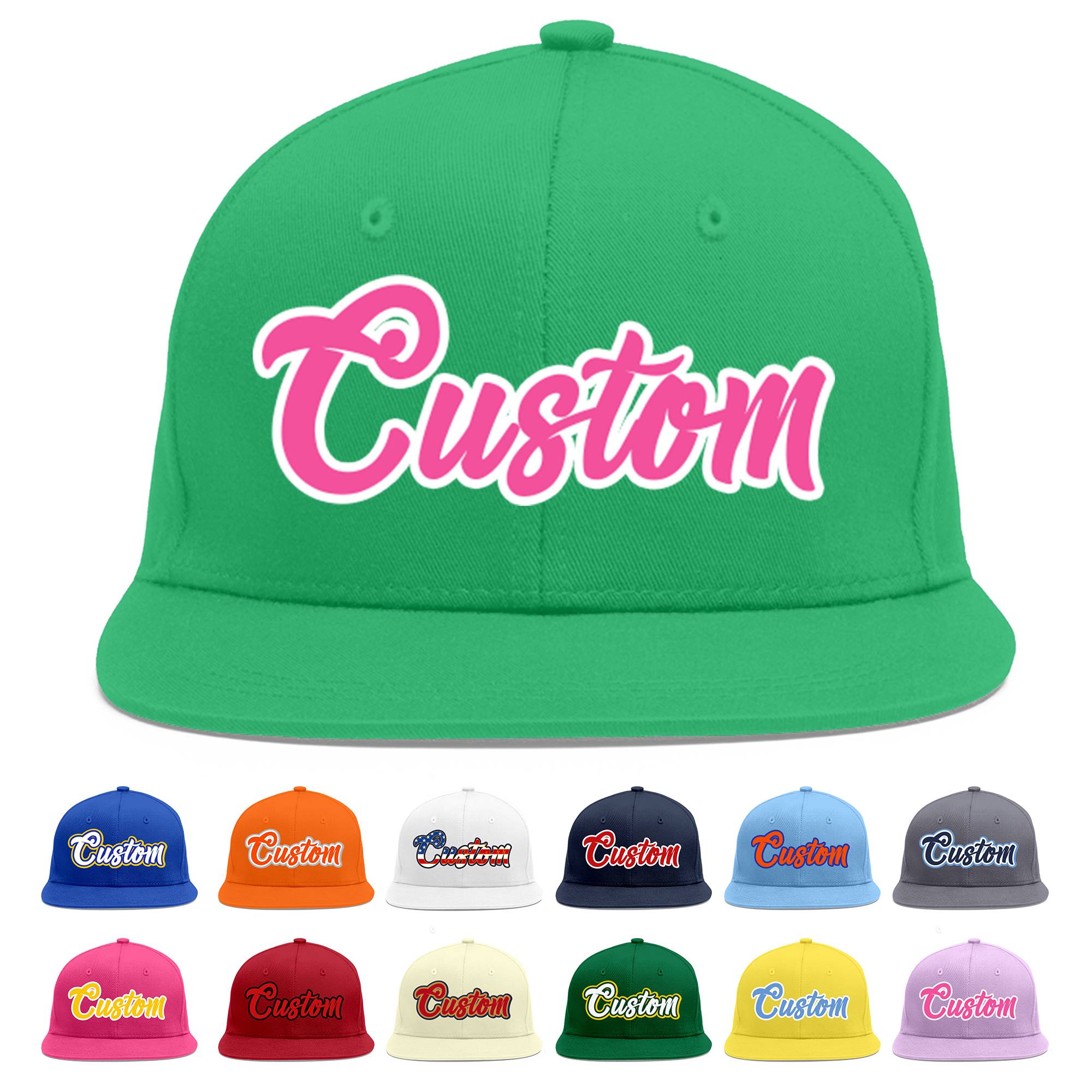 Custom Teal Pink-White Flat Eaves Sport Baseball Cap