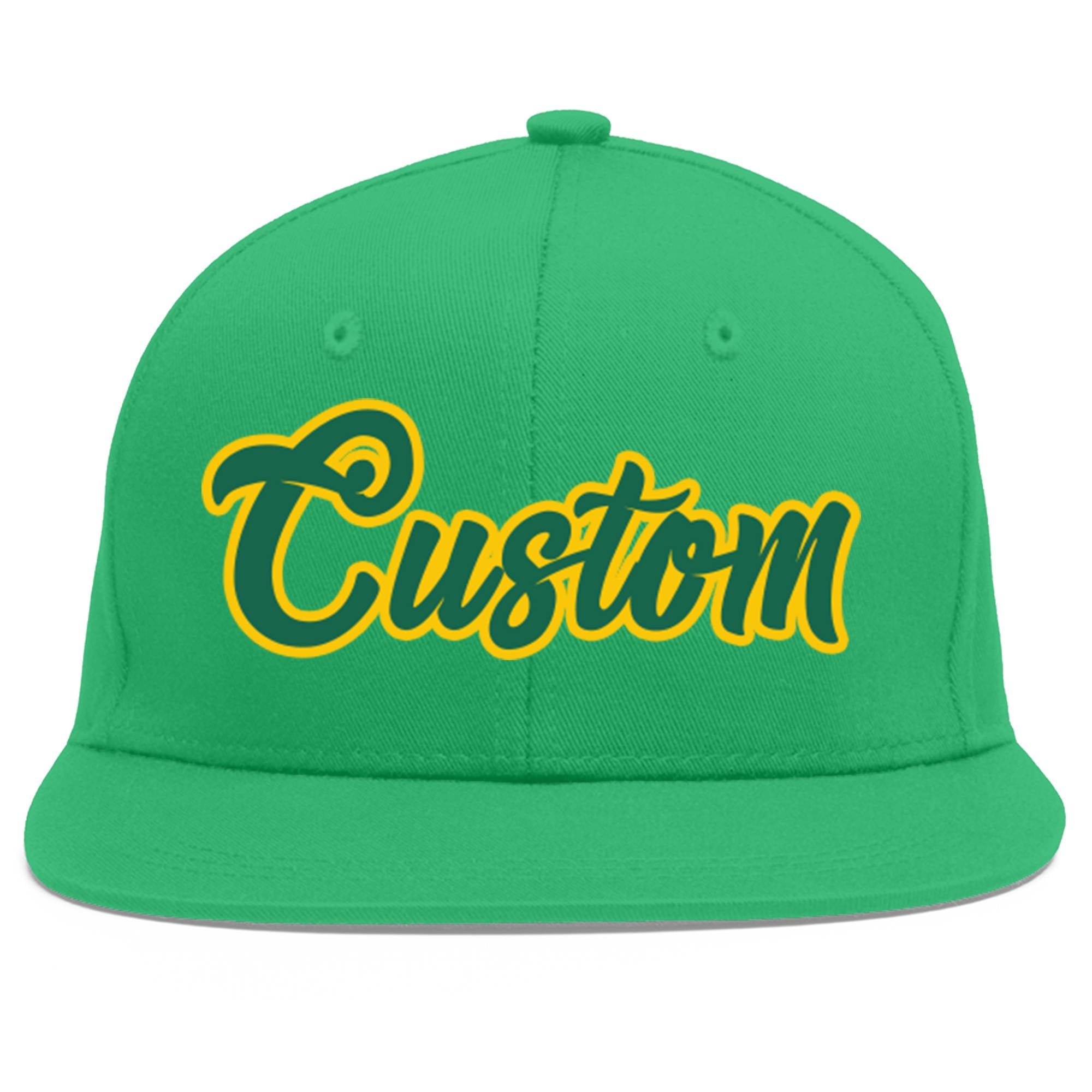 Custom Teal Kelly Green-Gold Flat Eaves Sport Baseball Cap