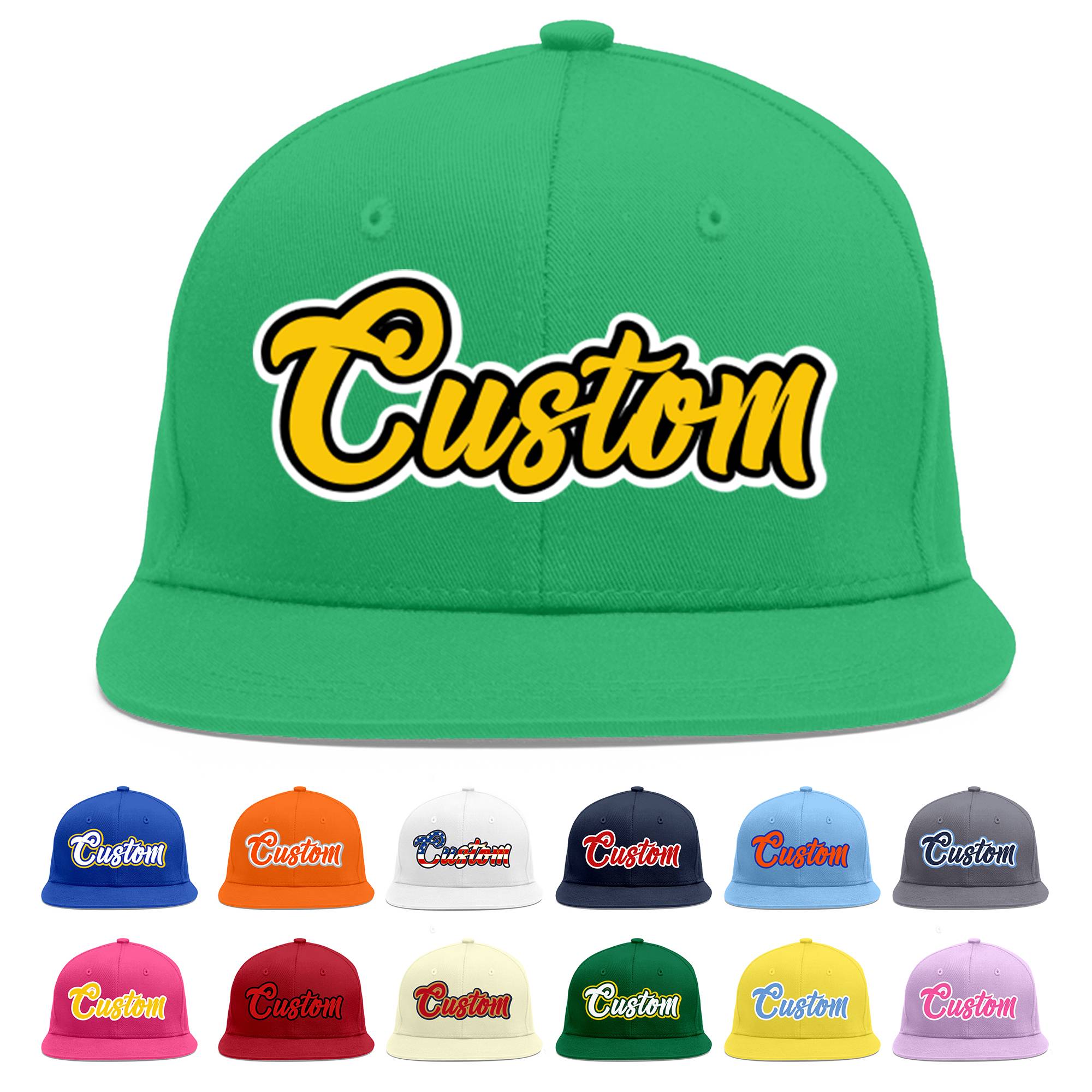 Custom Teal Gold-Black Flat Eaves Sport Baseball Cap