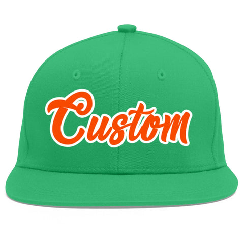 Custom Teal Orange-White Flat Eaves Sport Baseball Cap