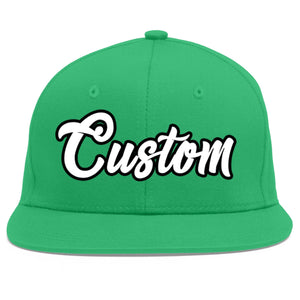 Custom Teal White-Black Flat Eaves Sport Baseball Cap